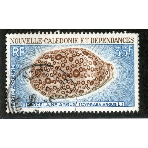 Timbre Oblitéré Nouvelle-Calédonie Et Dépendances, Porcelaine Argus, Cypraea Argus L., Poste Aérienne, Rf, 33 F