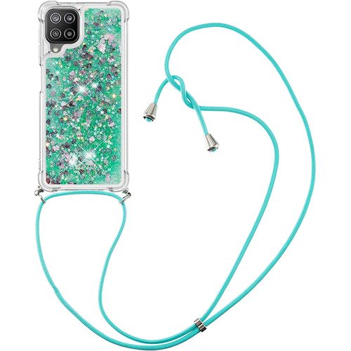 Pour Samsung A22 4g Coque, Bling Liquide Paillette Kawaii Cordage Case Pour Samsung Galaxy A22 4g. Lp Love Green