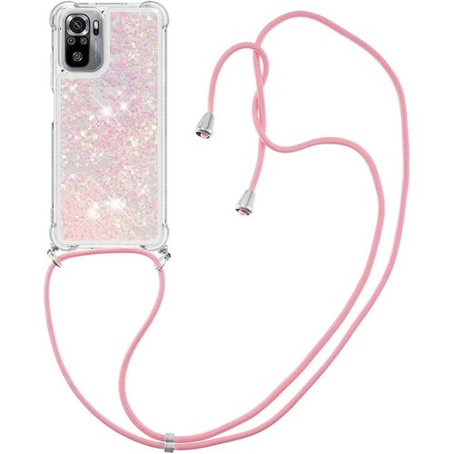 Pour Xiaomi Redmi Note 10s Coque, Bling Liquide Paillette Kawaii Cordage Case Pour Xiaomi Redmi Note 10 4g/ Note 10s. Lp Star Pink