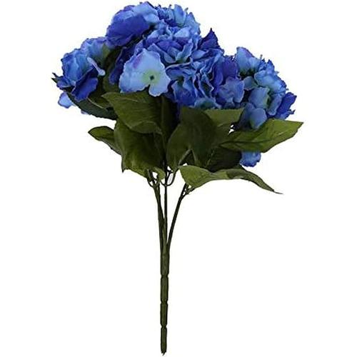 Fleurs artificielles 1pcs Hortensia Artificiel 5 têtes Bouquet de Fleurs Mariage Garden Party mariée décoration Bleu foncé