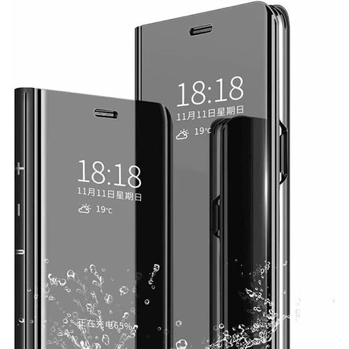 Coque Pour Oppo Find X5 Housse, Luxe Clear View Miroir Mirror Makeup, [Fonction Debout] [Anti-Rayures], Coque Pour Oppo Find X5.(Noir)