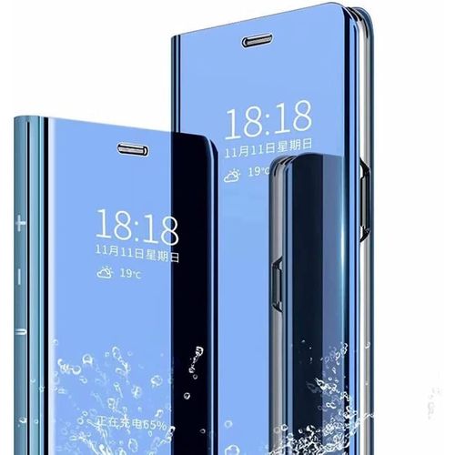 Coque Pour Oppo Find X5 Housse, Luxe Clear View Miroir Mirror Makeup, [Fonction Debout] [Anti-Rayures], Coque Pour Oppo Find X5.(Bleu)