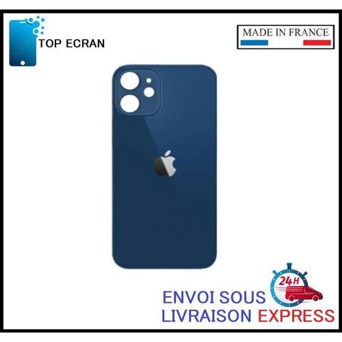 Vitre Arrière Pour Iphone 12 Bleu Avec Logo Et Adhesif