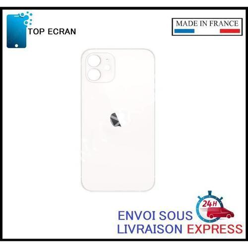 Vitre Arrière Pour Iphone 12 Blanc Avec Logo Et Adhesif