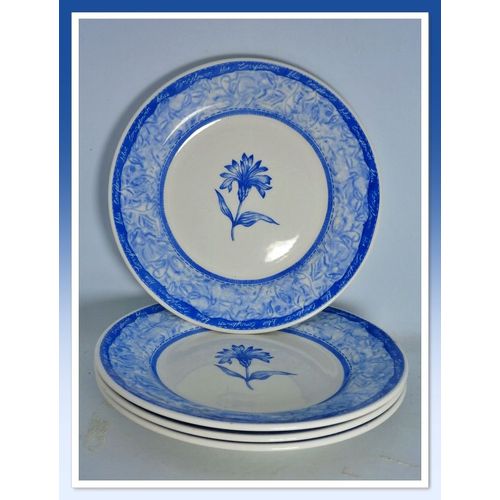 Lot De 4 Assiettes À Dessert Floral Bleu Et Blanc Churchill