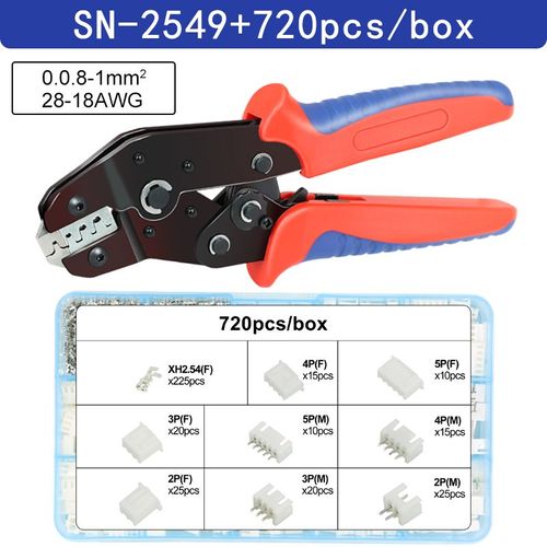 SN-2549 720H - Jeu D'outils D'électricien, Pince À Sertir Pour Tab 2.8 4.8 6.3 Xh2.54 Sm2.5 Dupont 2.54 Bornes De Connecteur De Voiture