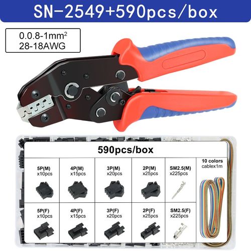 SN-2549 590H - Jeu D'outils D'électricien, Pince À Sertir Pour Tab 2.8 4.8 6.3 Xh2.54 Sm2.5 Dupont 2.54 Bornes De Connecteur De Voiture