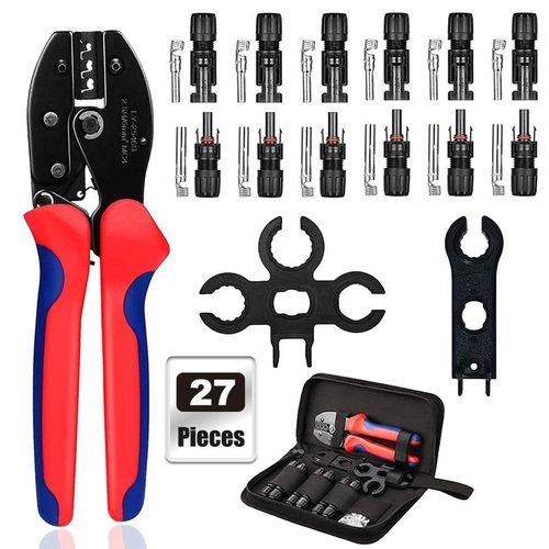 Trousse à outils - Kit'outils de pince à sertir solaire pour connecteurs de câble MC4, panneau long, 6 connecteurs mâles et femelles, ensembles de bornes
