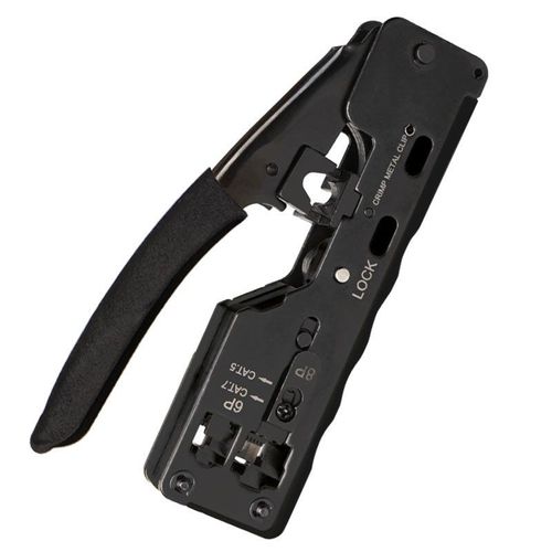 Noir - Pince À Sertir Rj45 Cat7, Outil De Sertissage Pour Passer Par Le Connecteur Rj11 Rj 45, Prises Modulaires Cat6 Cat5e Avec Coupe-fil