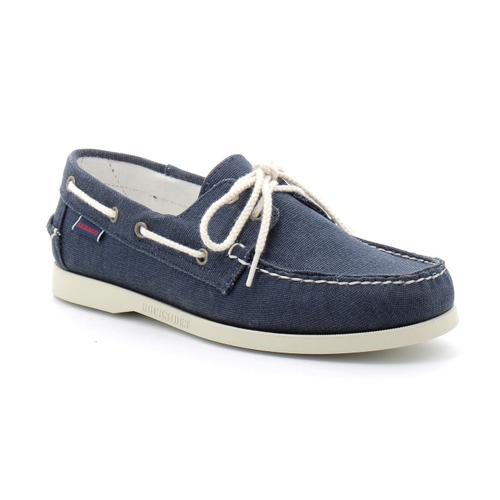 Sebago Docksides Portland Washed Canvas Bleu