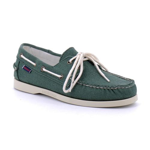 Sebago Docksides Portland Washed Canvas Vert