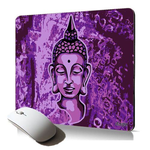 tapis de souris souple bouddha urnal Violet dessin religion portrait flexible inde bouddhisme mousepad résistant yoga