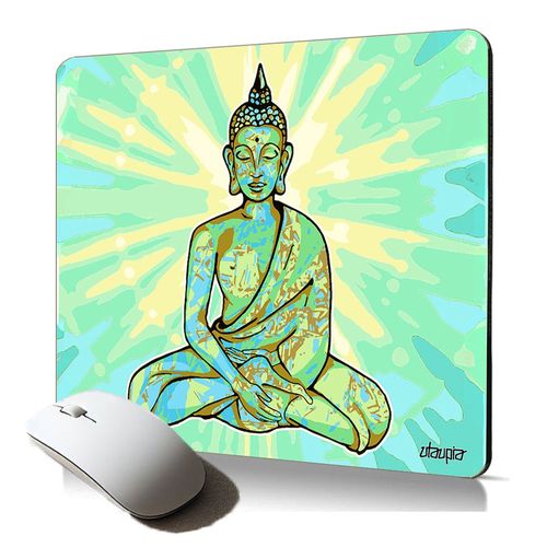tapis de souris souple bouddha illustration original soleil inde bouddhisme mousepad motif zen cadeau made in France