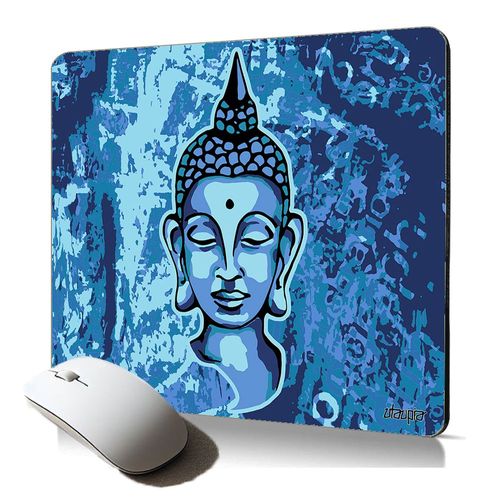 tapis de souris souple bouddha visage zen peinture esthetique accessoire informatique durable cadeau d'anniversaire yoga tibet