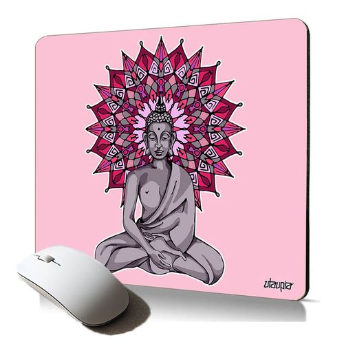 tapis de souris souple bouddha bouddhisme inde mandala rosace accessoire made in France durable et unique pour PC