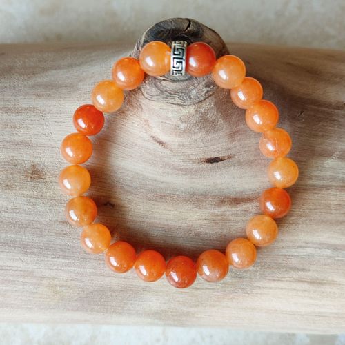 Bracelet Pierres Naturelles - Aventurine Rouge / Orange - Fabriqué En France