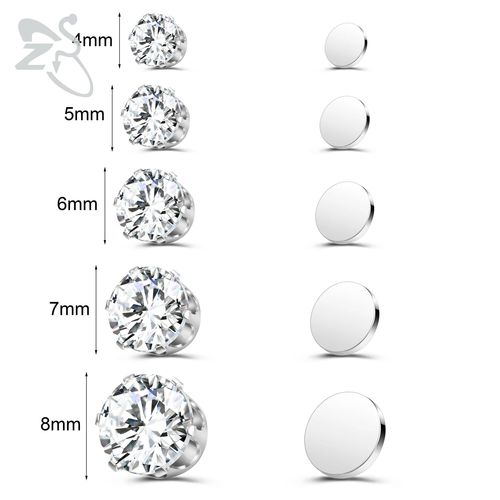 Zs-Boucles D'oreilles À Clipser Magnétiques,Clip D'oreille En Cristal Cz,Coeur Et Étoile,Goujon Non Percé,Bijoux Sans Piercing,4-8mm,Noir Et Bleu,1 Paire