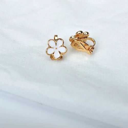 Boucles D'oreilles À Clip Fleur En Émail Sans Piercing Pour Femme,Mancommuniste Sans Trou,Bijoux Floraux,Petit,Coréen,Mignon,Fête