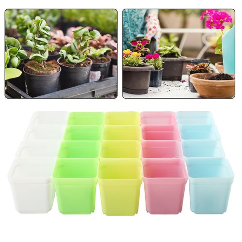 Mini Pot De Fleur Carré Pour Plantes Succulentes,Jardinières Colorées,Bac De Culture,Décoration De Jardin,Bureau À Domicile,Bricolage,20 Pièces