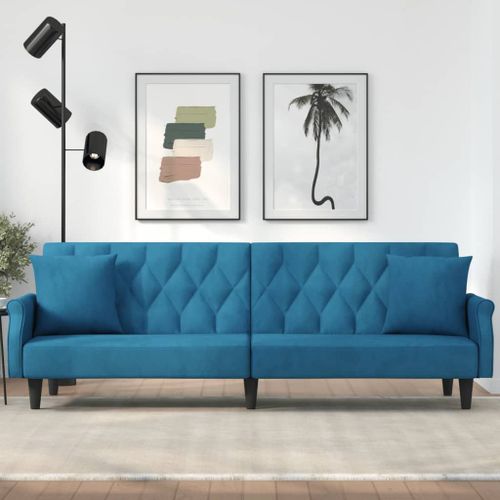Vidaxl Canapé-Lit Avec Accoudoirs Bleu Velours
