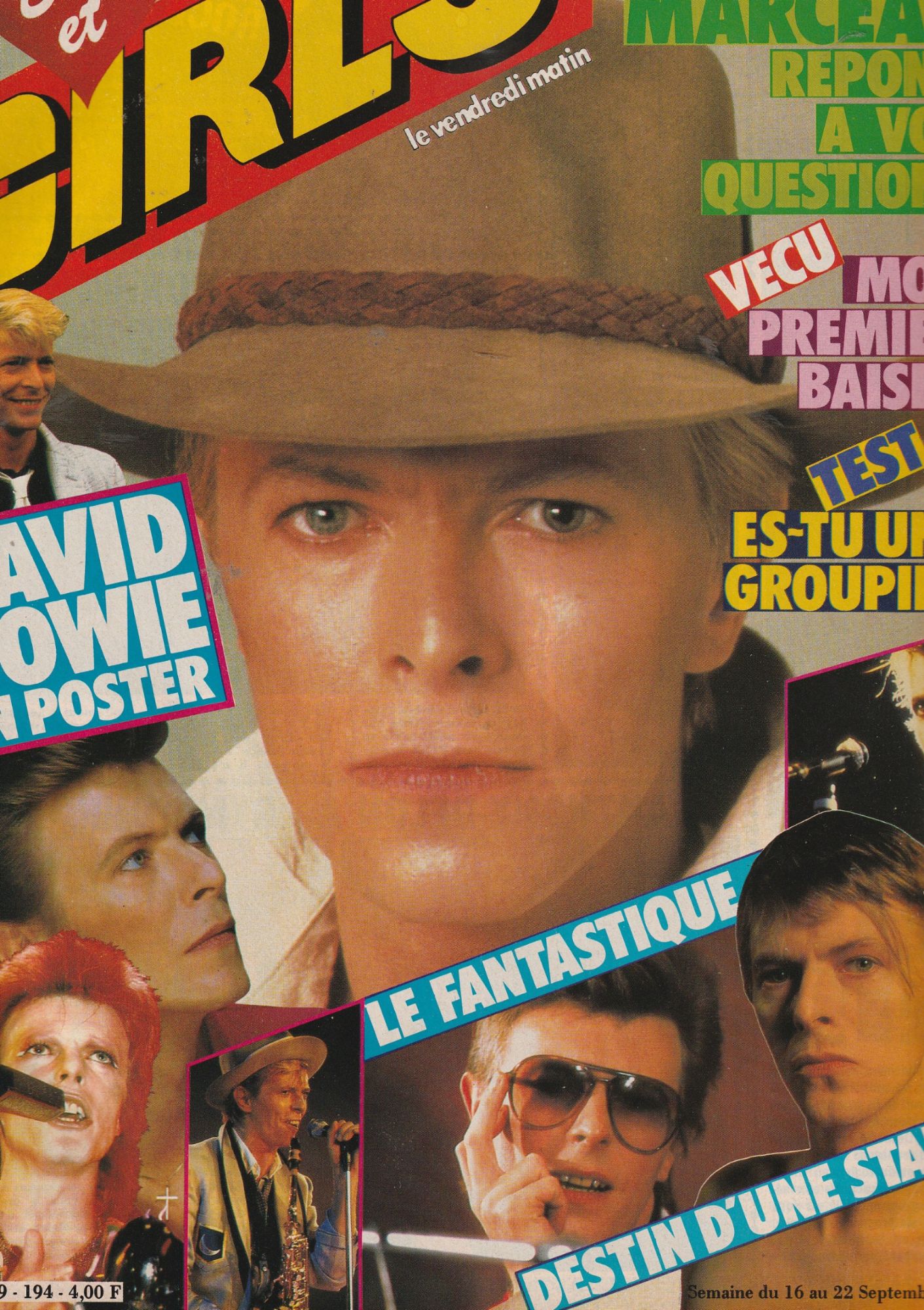 Billy 2p/ Sophie Marceau 1/2p/ David Bowie 2p + Poster / Jean Luc Lahaye 1p/ Police Sting 1p/ Articles Photos Herve Vilard , Nastassja Kinski , Shakin Stevens , Wham George Michael , Linda Gray 194