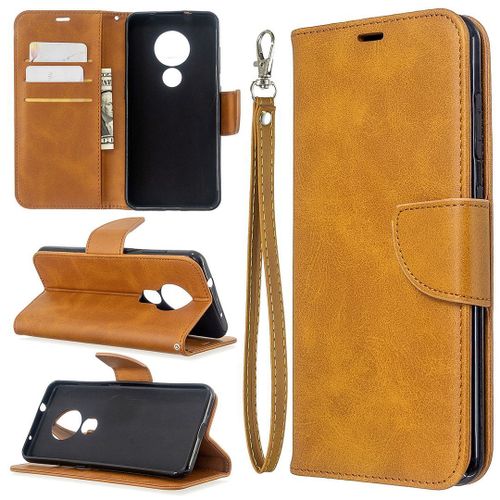 Saturcase Coque Pour Nokia 6.2 / 7.2, Luxe Pu Cuir Magnétique Flip Portefeuille Support Porte-Carte Protecteur Housse Étui Avec Dragonne Pour Nokia 6.2 / 7.2 (Jaune)