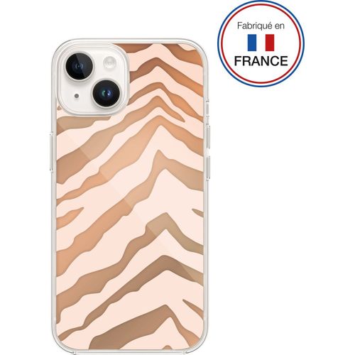 Coque Résine Iphone 13/14 Zèbre Rose Miroir - Fabriquée En France Bigben