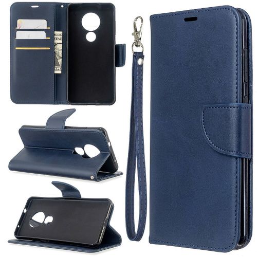 Saturcase Coque Pour Nokia 6.2 / 7.2, Luxe Pu Cuir Magnétique Flip Portefeuille Support Porte-Carte Protecteur Housse Étui Avec Dragonne Pour Nokia 6.2 / 7.2 (Bleu)