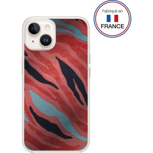 Coque Résine Iphone 13/14 Tigre Rose Miroir - Fabriquée En France Bigben