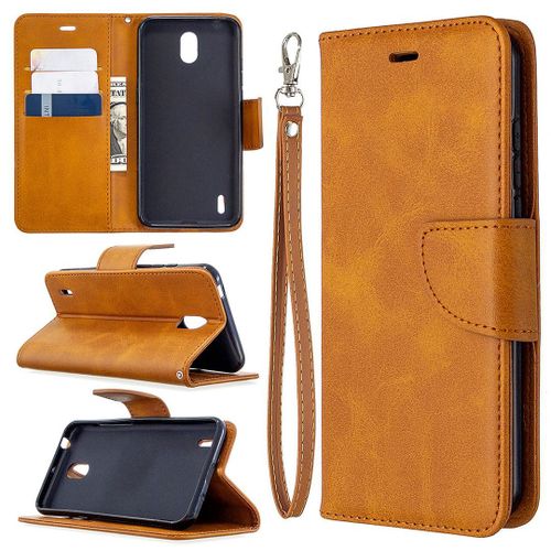 Saturcase Coque Pour Nokia 1.3, Luxe Pu Cuir Magnétique Flip Portefeuille Support Porte-Carte Protecteur Housse Étui Avec Dragonne Pour Nokia 1.3 (Jaune)