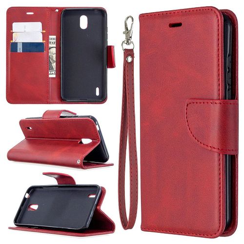Saturcase Coque Pour Nokia 1.3, Luxe Pu Cuir Magnétique Flip Portefeuille Support Porte-Carte Protecteur Housse Étui Avec Dragonne Pour Nokia 1.3 (Rouge)
