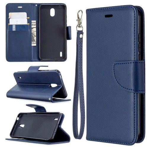 Saturcase Coque Pour Nokia 1.3, Luxe Pu Cuir Magnétique Flip Portefeuille Support Porte-Carte Protecteur Housse Étui Avec Dragonne Pour Nokia 1.3 (Bleu)