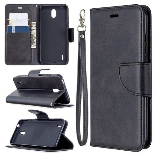 Saturcase Coque Pour Nokia 1.3, Luxe Pu Cuir Magnétique Flip Portefeuille Support Porte-Carte Protecteur Housse Étui Avec Dragonne Pour Nokia 1.3 (Noir)