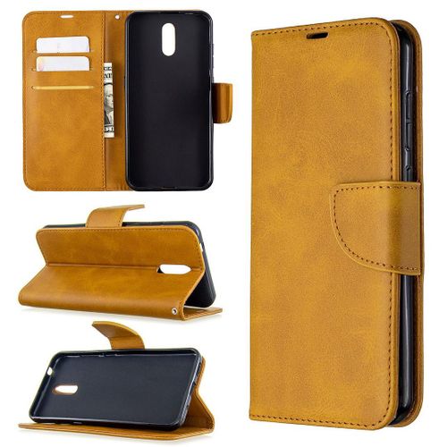 Saturcase Coque Pour Nokia 2.3, Luxe Pu Cuir Magnétique Flip Portefeuille Support Porte-Carte Protecteur Housse Étui Avec Dragonne Pour Nokia 2.3 (Jaune)