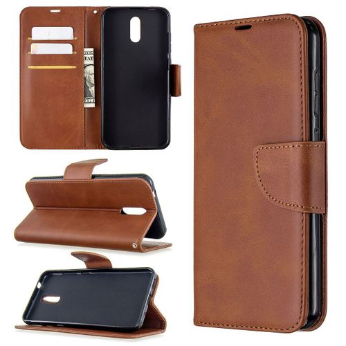 Saturcase Coque Pour Nokia 2.3, Luxe Pu Cuir Magnétique Flip Portefeuille Support Porte-Carte Protecteur Housse Étui Avec Dragonne Pour Nokia 2.3 (Marron)