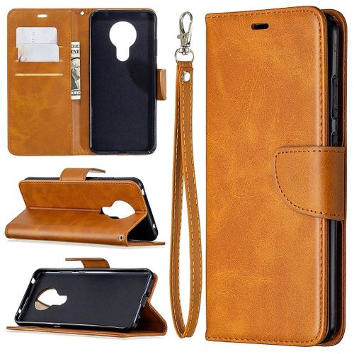Saturcase Coque Pour Nokia 5.3, Luxe Pu Cuir Magnétique Flip Portefeuille Support Porte-Carte Protecteur Housse Étui Avec Dragonne Pour Nokia 5.3 (Jaune)