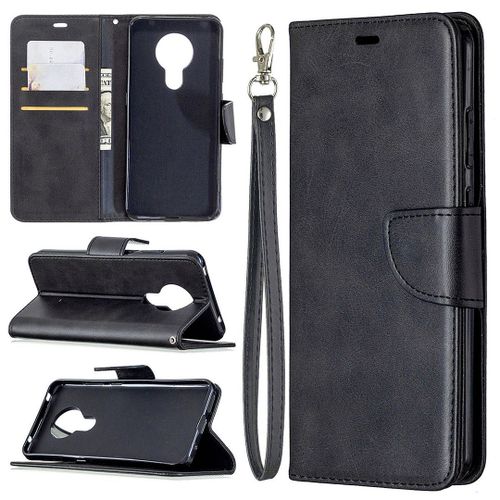 Saturcase Coque Pour Nokia 5.3, Luxe Pu Cuir Magnétique Flip Portefeuille Support Porte-Carte Protecteur Housse Étui Avec Dragonne Pour Nokia 5.3 (Noir)