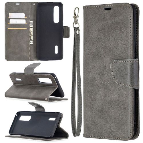 Saturcase Coque Pour Oppo Find X2 Pro, Luxe Pu Cuir Magnétique Flip Portefeuille Support Porte-Carte Protecteur Housse Étui Avec Dragonne Pour Oppo Find X2 Pro (Gris)