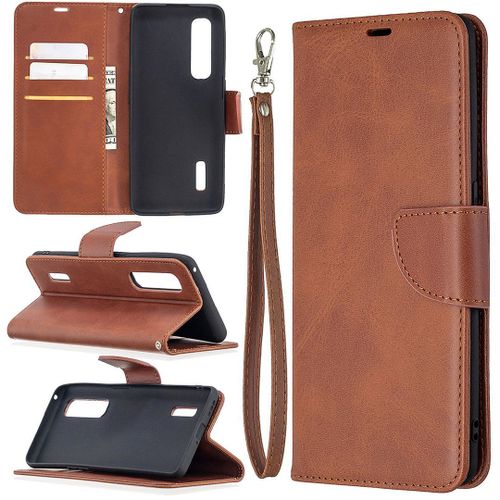 Saturcase Coque Pour Oppo Find X2 Pro, Luxe Pu Cuir Magnétique Flip Portefeuille Support Porte-Carte Protecteur Housse Étui Avec Dragonne Pour Oppo Find X2 Pro (Marron)