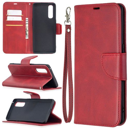 Saturcase Coque Pour Oppo Find X2 Neo, Luxe Pu Cuir Magnétique Flip Portefeuille Support Porte-Carte Protecteur Housse Étui Avec Dragonne Pour Oppo Find X2 Neo (Rouge)