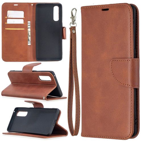 Saturcase Coque Pour Oppo Find X2 Neo, Luxe Pu Cuir Magnétique Flip Portefeuille Support Porte-Carte Protecteur Housse Étui Avec Dragonne Pour Oppo Find X2 Neo (Marron)
