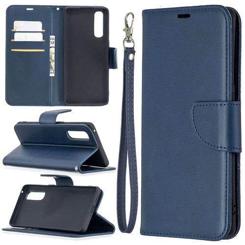 Saturcase Coque Pour Oppo Find X2 Neo, Luxe Pu Cuir Magnétique Flip Portefeuille Support Porte-Carte Protecteur Housse Étui Avec Dragonne Pour Oppo Find X2 Neo (Bleu)