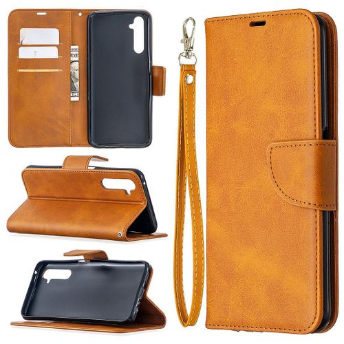 Saturcase Coque Pour Realme 6 Pro, Luxe Pu Cuir Magnétique Flip Portefeuille Support Porte-Carte Protecteur Housse Étui Avec Dragonne Pour Realme 6 Pro (Jaune)