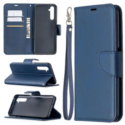Saturcase Coque Pour Realme 6 Pro, Luxe Pu Cuir Magnétique Flip Portefeuille Support Porte-Carte Protecteur Housse Étui Avec Dragonne Pour Realme 6 Pro (Bleu)