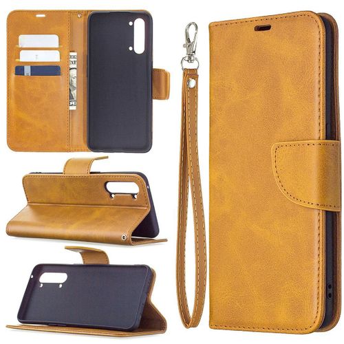 Saturcase Coque Pour Oppo Find X2 Lite, Luxe Pu Cuir Magnétique Flip Portefeuille Support Porte-Carte Protecteur Housse Étui Avec Dragonne Pour Oppo Find X2 Lite (Jaune)