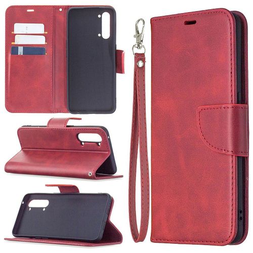 Saturcase Coque Pour Oppo Find X2 Lite, Luxe Pu Cuir Magnétique Flip Portefeuille Support Porte-Carte Protecteur Housse Étui Avec Dragonne Pour Oppo Find X2 Lite (Rouge)