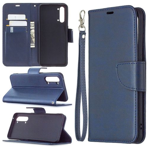 Saturcase Coque Pour Oppo Find X2 Lite, Luxe Pu Cuir Magnétique Flip Portefeuille Support Porte-Carte Protecteur Housse Étui Avec Dragonne Pour Oppo Find X2 Lite (Bleu)