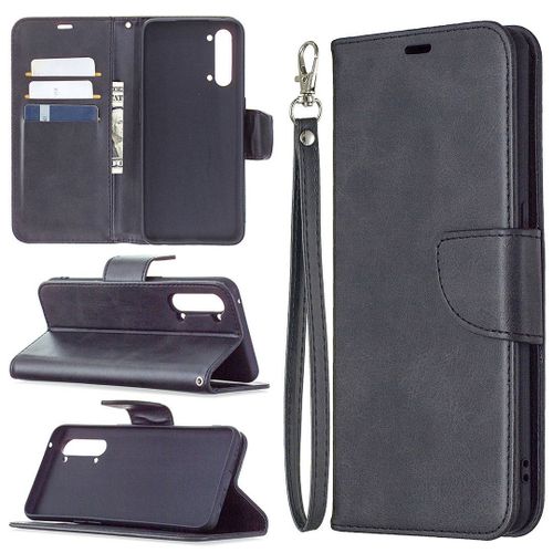 Saturcase Coque Pour Oppo Find X2 Lite, Luxe Pu Cuir Magnétique Flip Portefeuille Support Porte-Carte Protecteur Housse Étui Avec Dragonne Pour Oppo Find X2 Lite (Noir)