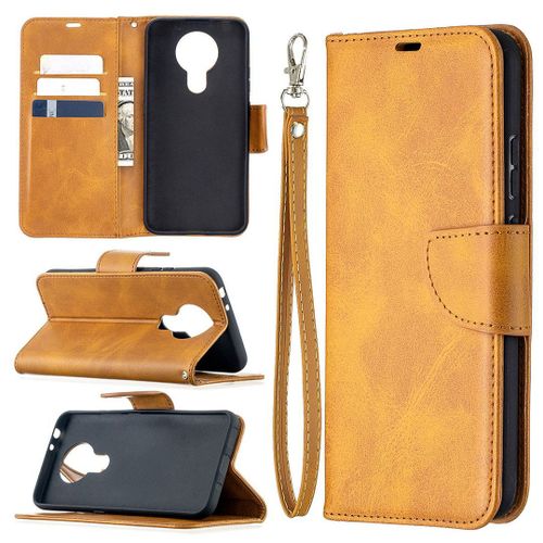 Saturcase Coque Pour Nokia 3.4, Luxe Pu Cuir Magnétique Flip Portefeuille Support Porte-Carte Protecteur Housse Étui Avec Dragonne Pour Nokia 3.4 (Jaune)