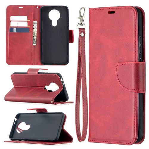 Saturcase Coque Pour Nokia 3.4, Luxe Pu Cuir Magnétique Flip Portefeuille Support Porte-Carte Protecteur Housse Étui Avec Dragonne Pour Nokia 3.4 (Rouge)